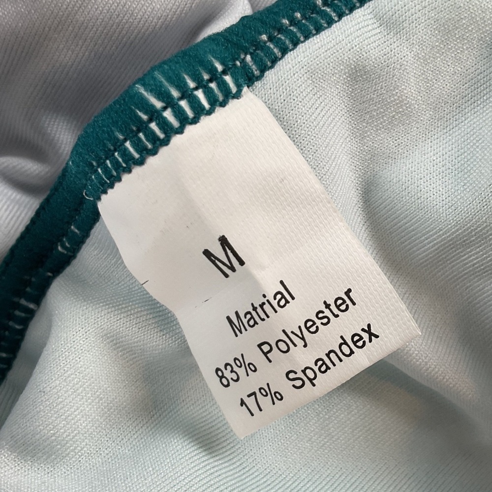 Eomenie Womens Med One Shoulder Colorblock Ruched One Piece Swimsuit Green White - Picture 9 of 10